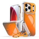For iPhone 17 Pro Gradient Discolor Lens Kickstand Magsafe Phone Case(Orange) - 1