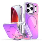 For iPhone 17 Pro Gradient Discolor Lens Kickstand Magsafe Phone Case(Purple) - 1