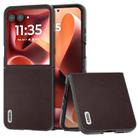 For Motorola Razr 60 Ultra ABEEL Genuine Leather Elegant Black Edge Phone Case(Coffee) - 1