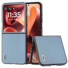 For Motorola Razr 60 Ultra ABEEL Genuine Leather Elegant Black Edge Phone Case(Sky Blue) - 1