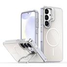 For Samsung Galaxy S25 / S24 5G Gradient Discolor Lens Kickstand Magsafe Phone Case(White) - 1