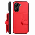 For Xiaomi Poco X7 Pro Button Card Bag RFID Anti-theft Phone Case(Red) - 2