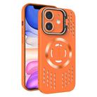 For iPhone 11 Lens Holder MagSafe Cooling Phone Case(Orange) - 1