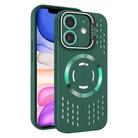 For iPhone 11 Lens Holder MagSafe Cooling Phone Case(Dark Green) - 1