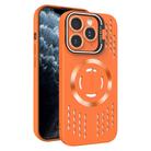 For iPhone 11 Pro Max Lens Holder MagSafe Cooling Phone Case(Orange) - 1