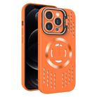 For iPhone 12 Pro Lens Holder MagSafe Cooling Phone Case(Orange) - 1