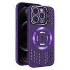 For iPhone 12 Pro Lens Holder MagSafe Cooling Phone Case(Dark Purple) - 1