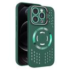 For iPhone 12 Pro Lens Holder MagSafe Cooling Phone Case(Dark Green) - 1