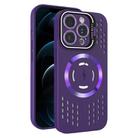 For iPhone 12 Pro Max Lens Holder MagSafe Cooling Phone Case(Dark Purple) - 1