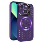 For iPhone 13 Lens Holder MagSafe Cooling Phone Case(Dark Purple) - 1