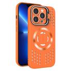 For iPhone 13 Pro Lens Holder MagSafe Cooling Phone Case(Orange) - 1