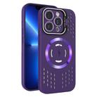 For iPhone 13 Pro Lens Holder MagSafe Cooling Phone Case(Dark Purple) - 1