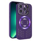 For iPhone 13 Pro Max Lens Holder MagSafe Cooling Phone Case(Dark Purple) - 1