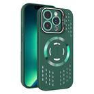 For iPhone 13 Pro Max Lens Holder MagSafe Cooling Phone Case(Dark Green) - 1