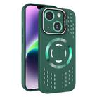For iPhone 14 Plus Lens Holder MagSafe Cooling Phone Case(Dark Green) - 1