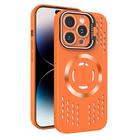 For iPhone 14 Pro Lens Holder MagSafe Cooling Phone Case(Orange) - 1