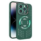 For iPhone 14 Pro Lens Holder MagSafe Cooling Phone Case(Dark Green) - 1