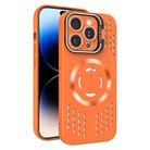 For iPhone 14 Pro Max Lens Holder MagSafe Cooling Phone Case(Orange) - 1