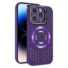 For iPhone 14 Pro Max Lens Holder MagSafe Cooling Phone Case(Dark Purple) - 1