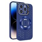 For iPhone 14 Pro Max Lens Holder MagSafe Cooling Phone Case(Royal Blue) - 1