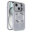For iPhone 15 Plus Lens Holder MagSafe Cooling Phone Case(Grey) - 1