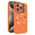 For iPhone 15 Pro Lens Holder MagSafe Cooling Phone Case(Orange) - 1