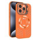 For iPhone 15 Pro Max Lens Holder MagSafe Cooling Phone Case(Orange) - 1