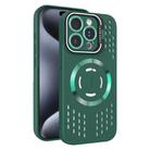 For iPhone 15 Pro Max Lens Holder MagSafe Cooling Phone Case(Dark Green) - 1