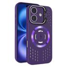 For iPhone 16 Lens Holder MagSafe Cooling Phone Case(Dark Purple) - 1
