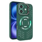 For iPhone 16 Lens Holder MagSafe Cooling Phone Case(Dark Green) - 1