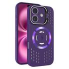 For iPhone 16 Plus Lens Holder MagSafe Cooling Phone Case(Dark Purple) - 1
