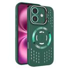For iPhone 16 Plus Lens Holder MagSafe Cooling Phone Case(Dark Green) - 1