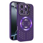 For iPhone 16 Pro Lens Holder MagSafe Cooling Phone Case(Dark Purple) - 1