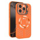 For iPhone 16 Pro Max Lens Holder MagSafe Cooling Phone Case(Orange) - 1