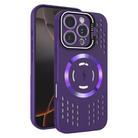 For iPhone 16 Pro Max Lens Holder MagSafe Cooling Phone Case(Dark Purple) - 1