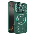 For iPhone 16 Pro Max Lens Holder MagSafe Cooling Phone Case(Dark Green) - 1