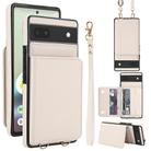 For Google Pixel 6a Crossbody Dual-buckle Wallet RFID Back Leather Phone Case(White) - 1