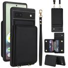 For Google Pixel 6a Crossbody Dual-buckle Wallet RFID Back Leather Phone Case(Black) - 1