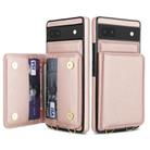 For Google Pixel 6a Crossbody Dual-buckle Wallet RFID Back Leather Phone Case(Rose Gold) - 2