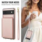 For Google Pixel 6a Crossbody Dual-buckle Wallet RFID Back Leather Phone Case(Rose Gold) - 3