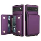 For Google Pixel 6a Crossbody Dual-buckle Wallet RFID Back Leather Phone Case(Dark Purple) - 2