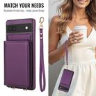 For Google Pixel 6a Crossbody Dual-buckle Wallet RFID Back Leather Phone Case(Dark Purple) - 3
