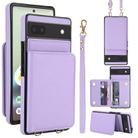 For Google Pixel 6a Crossbody Dual-buckle Wallet RFID Back Leather Phone Case(Light Purple) - 1