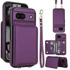 For Google Pixel 8a Crossbody Dual-buckle Wallet RFID Back Leather Phone Case(Dark Purple) - 1