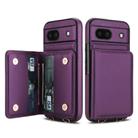 For Google Pixel 8a Crossbody Dual-buckle Wallet RFID Back Leather Phone Case(Dark Purple) - 2