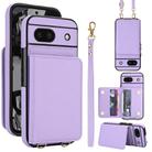 For Google Pixel 8a Crossbody Dual-buckle Wallet RFID Back Leather Phone Case(Light Purple) - 1
