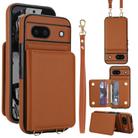 For Google Pixel 8a Crossbody Dual-buckle Wallet RFID Back Leather Phone Case(Brown) - 1