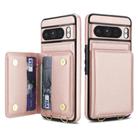 For Google Pixel 8 Pro Crossbody Dual-buckle Wallet RFID Back Leather Phone Case(Rose Gold) - 2