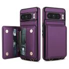 For Google Pixel 8 Pro Crossbody Dual-buckle Wallet RFID Back Leather Phone Case(Dark Purple) - 2