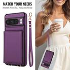 For Google Pixel 8 Pro Crossbody Dual-buckle Wallet RFID Back Leather Phone Case(Dark Purple) - 3